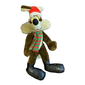Vintage Looney Tunes Wile E. Coyote Santa Plush 1997 Ace 13"